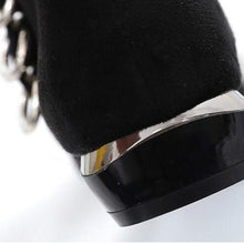 ankle boots black boots silver cut heel edgability back view