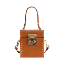 tan studded bag box bag edgability front view