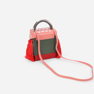 quirky box bag with red tassels edgability back view