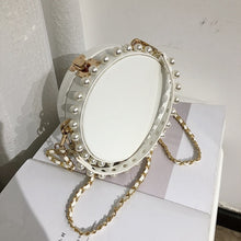 pearl studded white bag box round bag edgability angle view