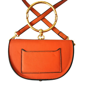 orange wristlet studded bag sling bag edgability back view