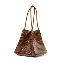croc skin brown bucket bag edgy fashion edgability
