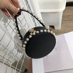 pearl studded black bag box round bag edgability model view