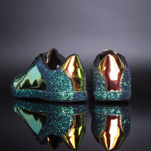 chrome metallic sneakers glitter trainers shoes edgability back view