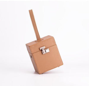 luxe classy brown bag box bag edgability front view