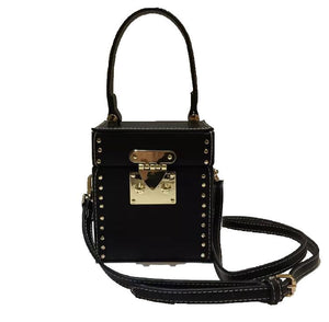 black studded bag box bag edgability front view