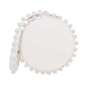 pearl studded white bag box round bag edgability front view