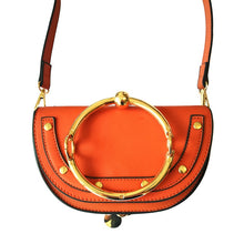 orange wristlet studded bag sling bag edgability front view