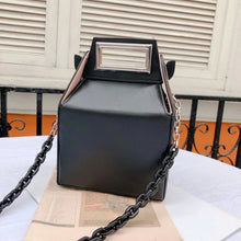 black bag box bag sling bag with chain edgability angle view