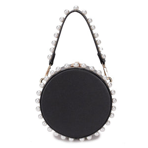 pearl studded black bag box round bag edgability front view