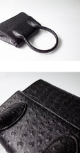 black bag ostrich leather classy bag edgability detail view