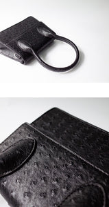 black bag ostrich leather classy bag edgability detail view