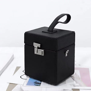 luxe classy black bag box bag edgability side view