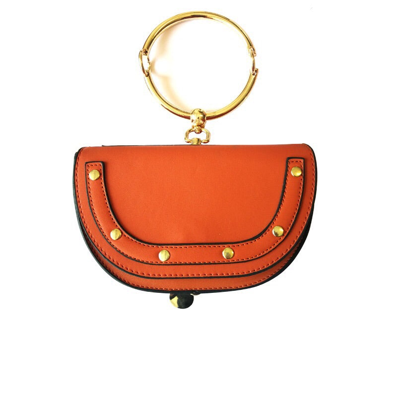 orange wristlet studded bag sling bag edgability