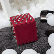 studded bag box bag rivets bag red bag edgability bottom view