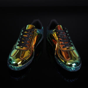 chrome metallic sneakers glitter trainers shoes edgability front view