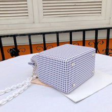 box bag checkered bag sling bag blue bag edgability bottom view