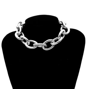 statement necklace silver chain choker edgability front view