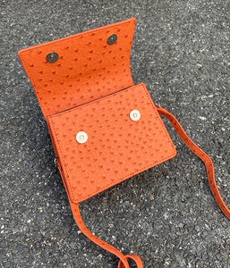 ostrich leather orange bag edgy fashion edgability open view
