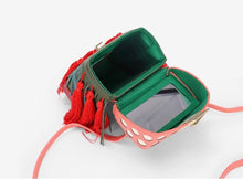 quirky box bag with red tassels edgability open view