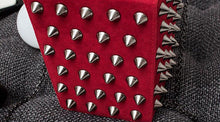 studded bag box bag rivets bag red bag edgability detail view