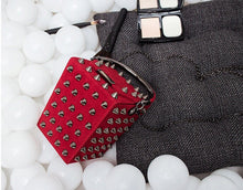 studded bag box bag rivets bag red bag edgability top view