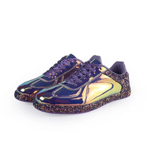 chrome metallic sneakers purple glitter trainers edgability