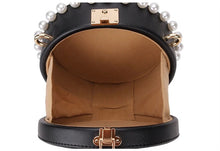 pearl studded black bag box round bag edgability open view