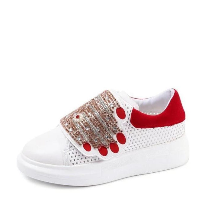 red white sneakers with hands edgability