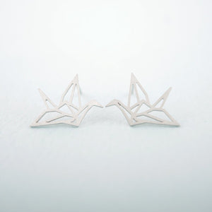 origami bird silver earrings edgability