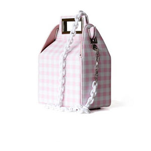 box bag checkered bag sling bag pink bag edgability side view