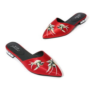 embroidered flats red shoes edgability angle view