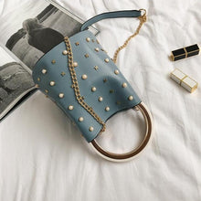 studded bag bucket bag blue bag edgability full view