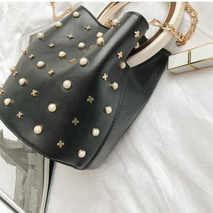studded bag bucket bag black bag edgability detail view