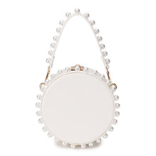 pearl studded white bag box round bag edgability