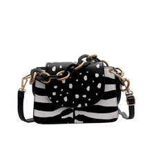 leopard zebra print boho black and white bag edgability front view